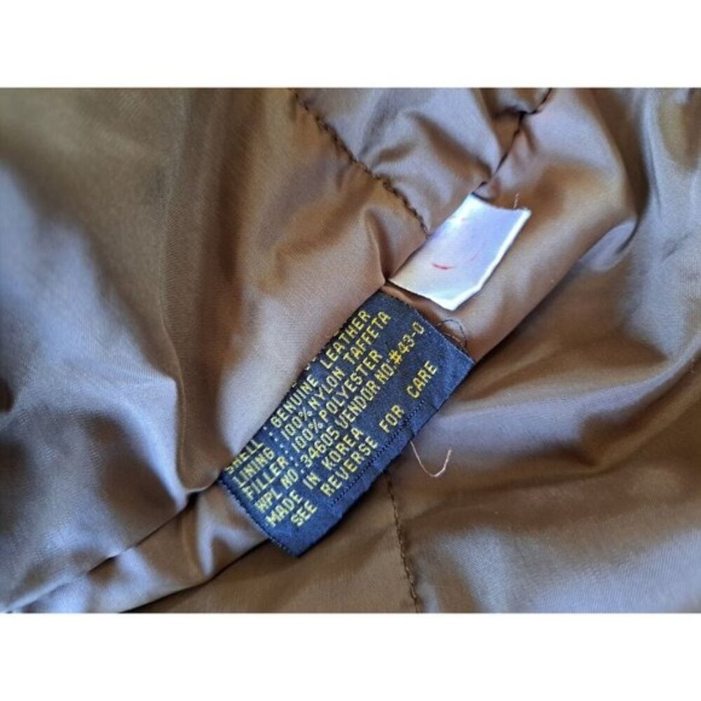 Vintage Levis Mens Bomber  Brown Suede Jacket Size 44 L Button Cuffs Zip Front - Picture 11 of 12